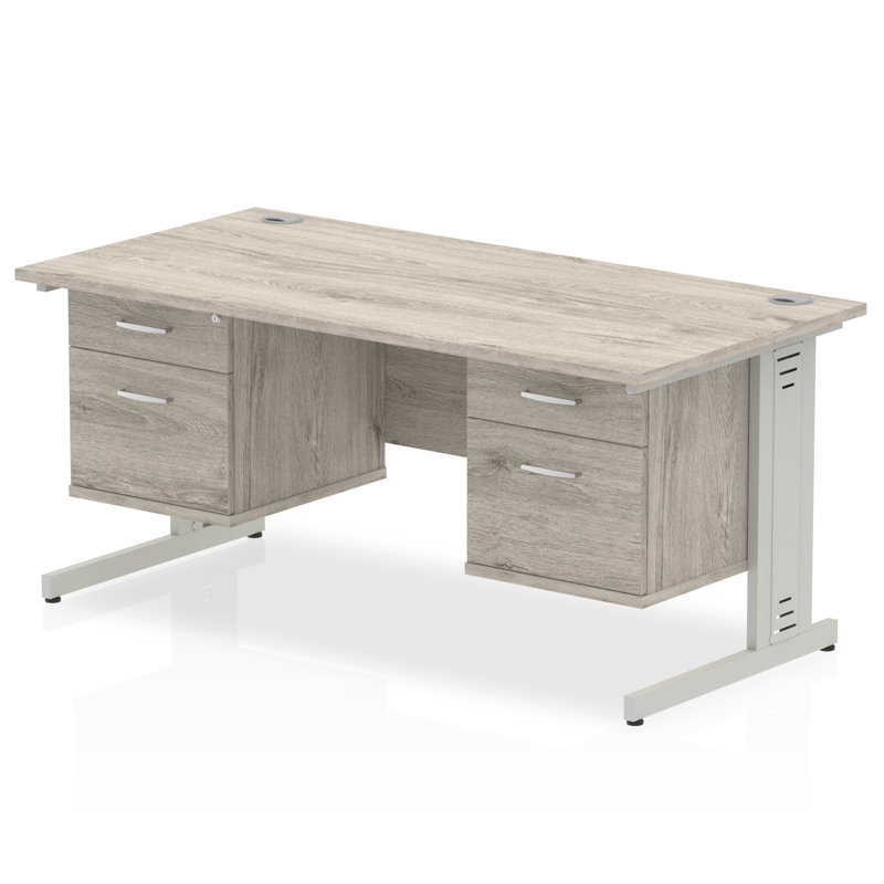 Zetta Metal Base Executive Desk, Grey,  73cm H x 160cm W x 80cm D