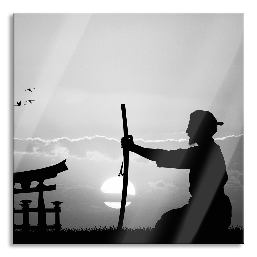 Ungerahmtes Foto auf Glas "Samurai Master in Front of the Horizon"