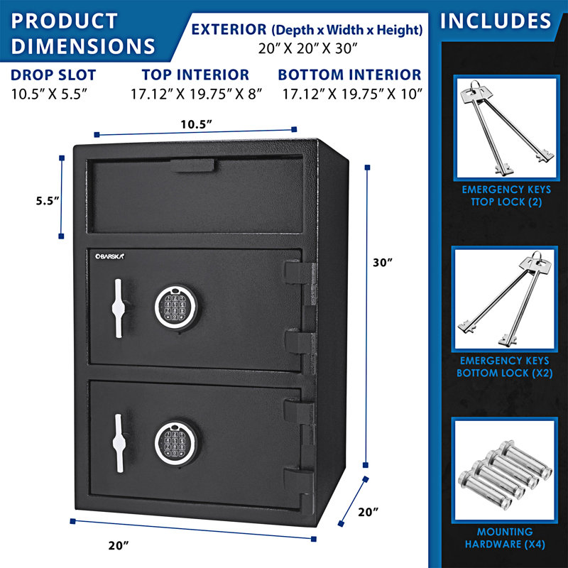 Digital Keypad Two Lock Depository Safe 1 6 2 Cubic Ft