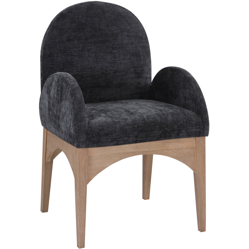 Waldorf 19.75'' H Upholstered Armchair, Natural, Black Chenille