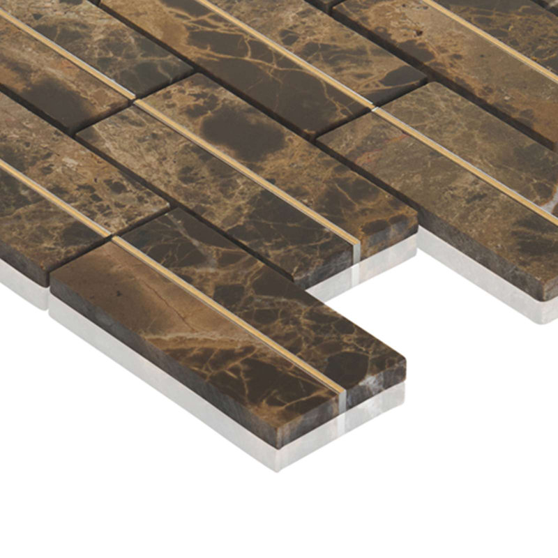 1" x 4" Brick Joint Mosaic Tile, Brown