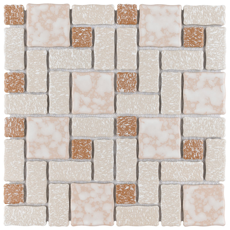 Academy Random Sized Straight Edge Porcelain Versailles Mosaic Wall & Floor Tile, Beige/Brown