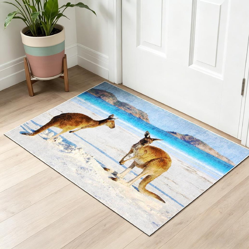 Blue Two Western Grey Beach Grand National Park Australia Machine Washable Indoor Area Rug