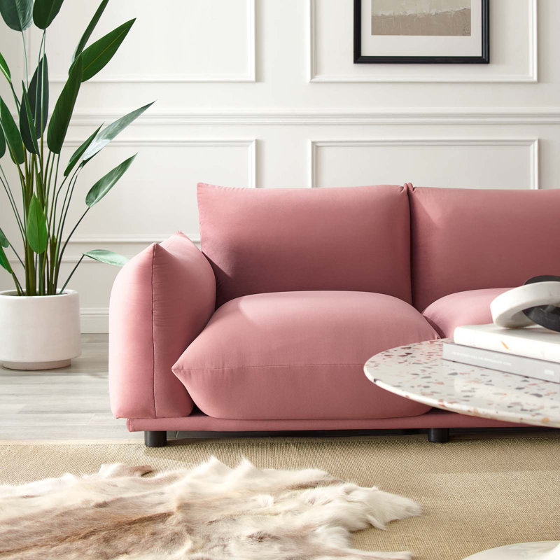 Copious Performance Velvet Loveseat, Dusty Rose Polyester