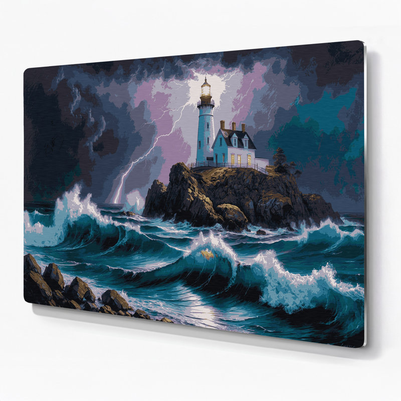 Art mural en métal gris Phares nautiques, H 11 po x l 14 po