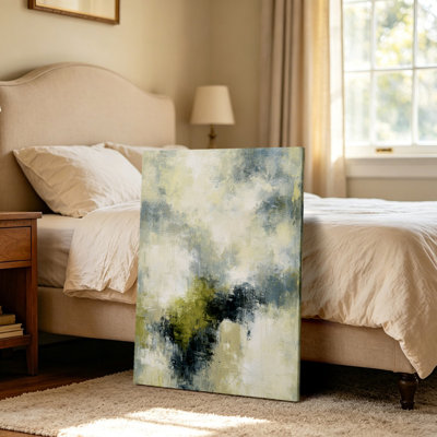  Modern Abstract Sage Green Landscape Canvas Art Gallery Wrapped - Living Dining