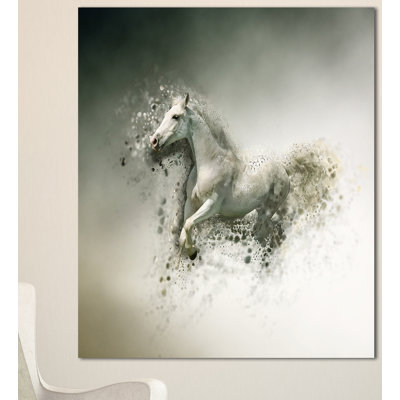 « smart white cheval running », impression sur toile tendue