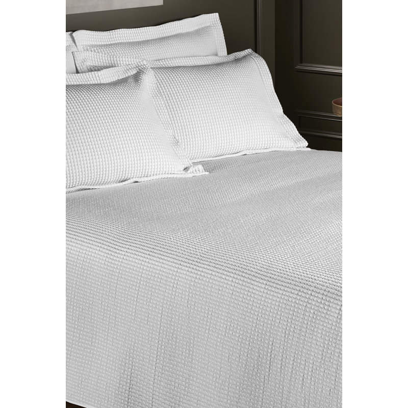 Locke Cotton Blend Solid Colour Bedspread, 220 x 270cm Bedspread, White