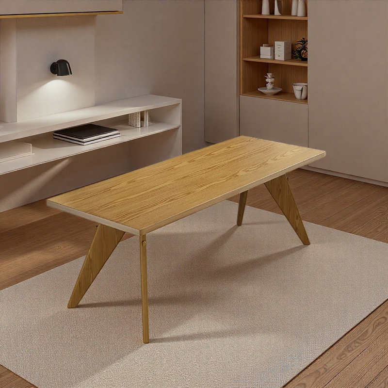 Modern Durable Multi-functional Rectangular Desk, Light Brown/Brown, 29.52" H x 70.86" W x 31.49" D