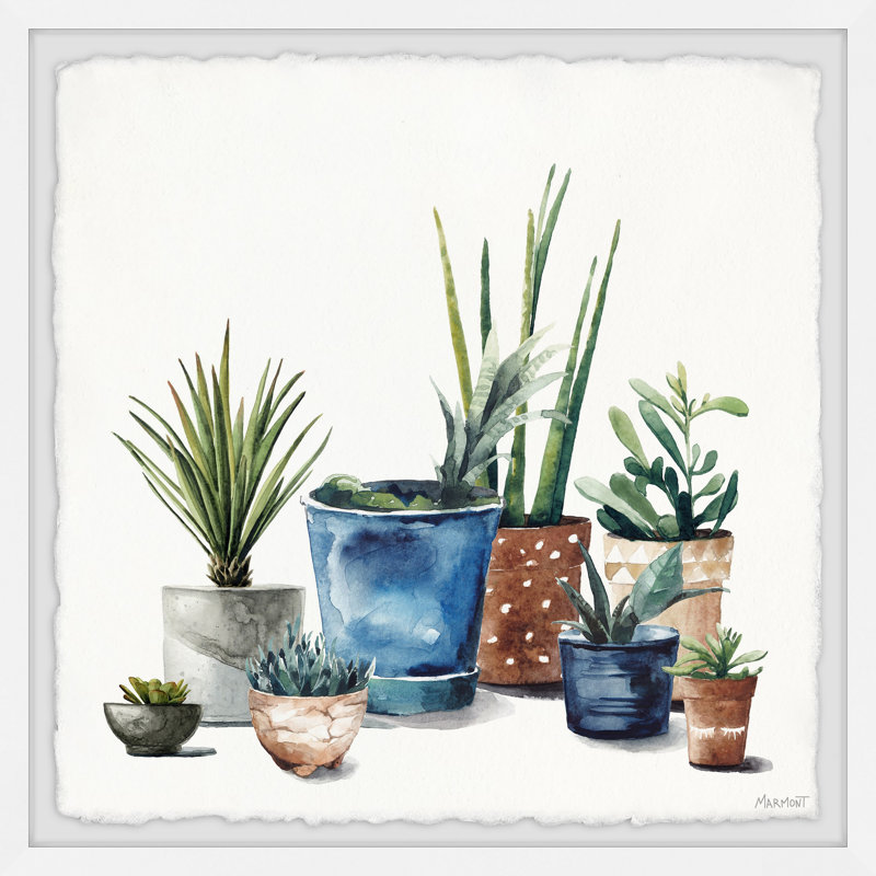 Indoor Succulents - Single Picture Frame Painting, 41 cm H  x 41 cm W