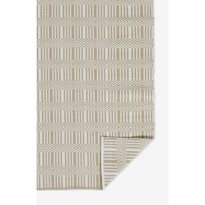 Beige Geometric Flat Woven Synthetic 2' x 3' Rug