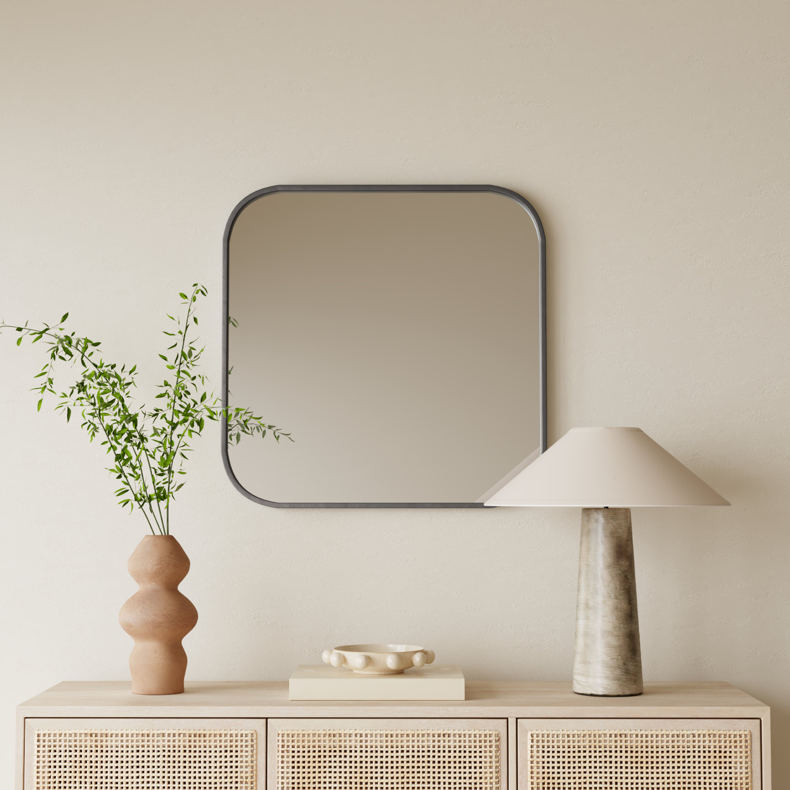 Ovella 30" Accent Mirror, Brushed Silver