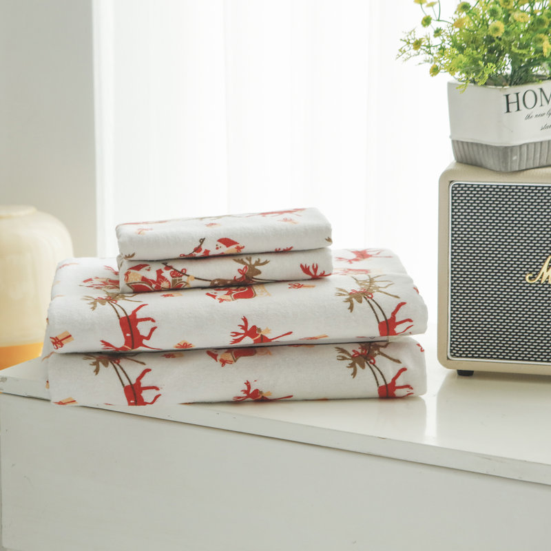 Elegant Comfort Luxuriously Soft 4-Piece Velvet Plush Flannel Sheet Set - Premium Quality -Cozy Warm, Anti-Static, Non Pilling Fuzzy Velvet Flannel Fleece Deep Pocket Sheet Set