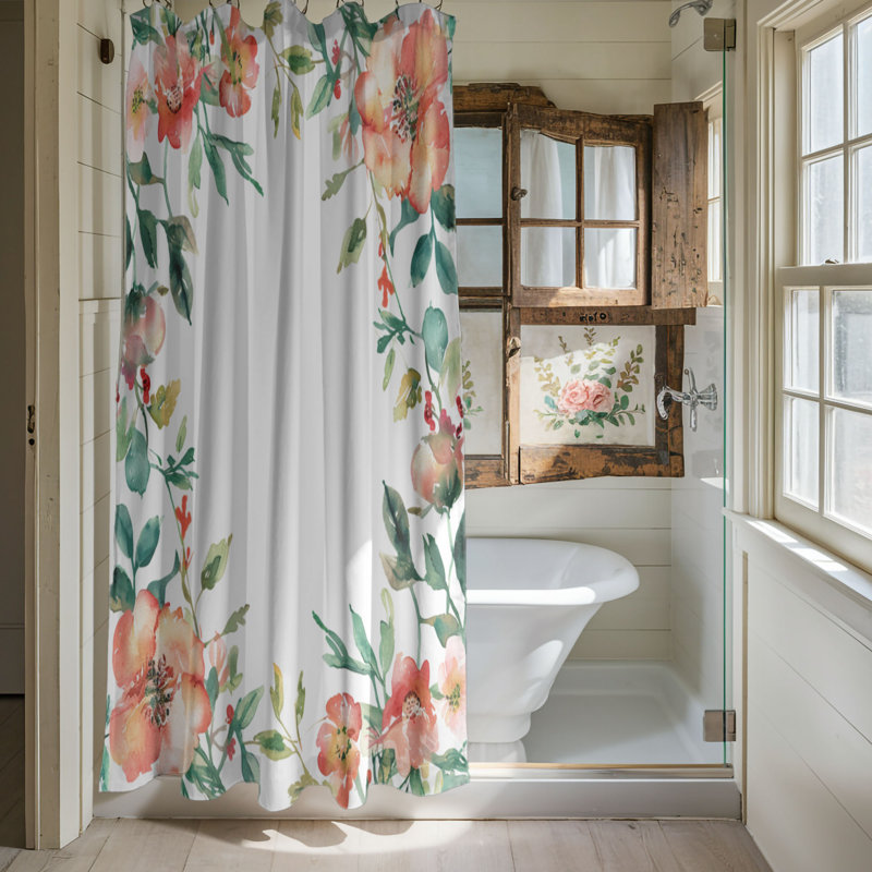 Watercolor Petal Art - Rideau de douche standard 1 pièce, H 74 po x l 71 po