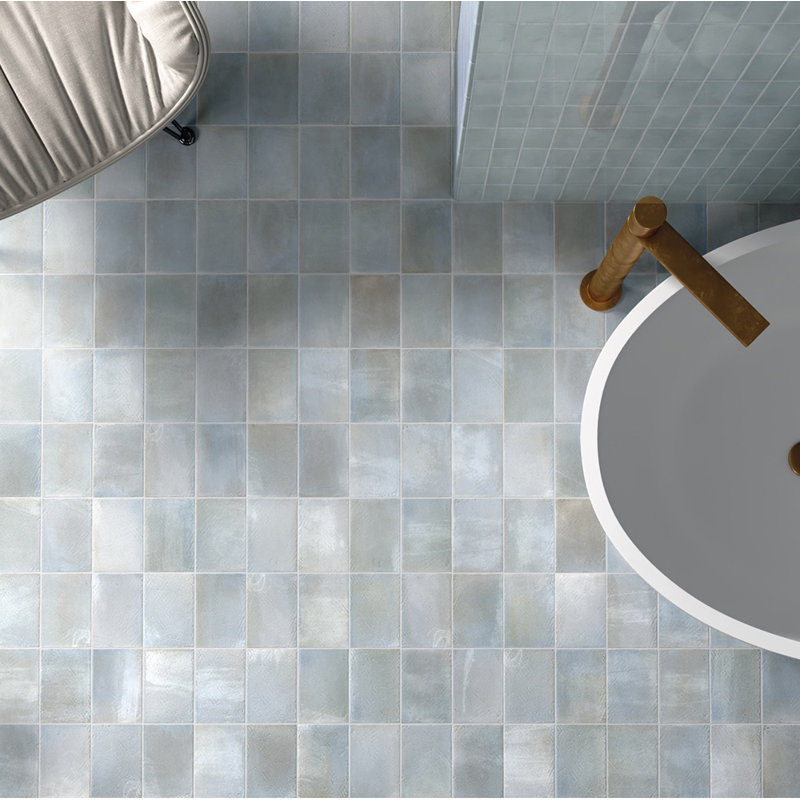 Carreau de mur et de plancher en porcelaine mate 2X6, Bleu