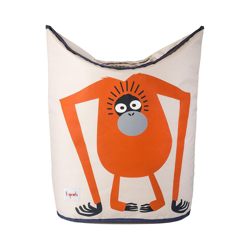 3 Sprouts - Baby Laundry Hamper  - Storage Basket Organizer Bin for Nursery - Orangutan