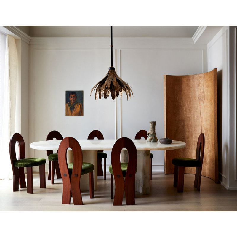 Chaise de salle à manger en polyester Blevins, Vert, Brun
