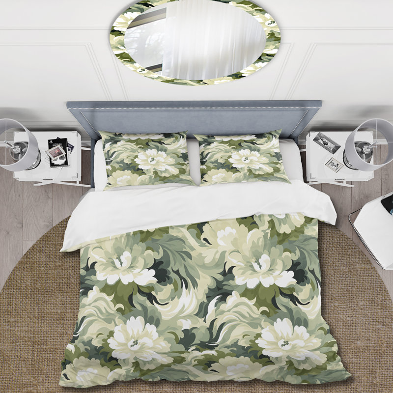 Ensemble de housse de couette à motif floral Zen Floral Retreat I, Housse de couette simple + 1 taie décorative stan