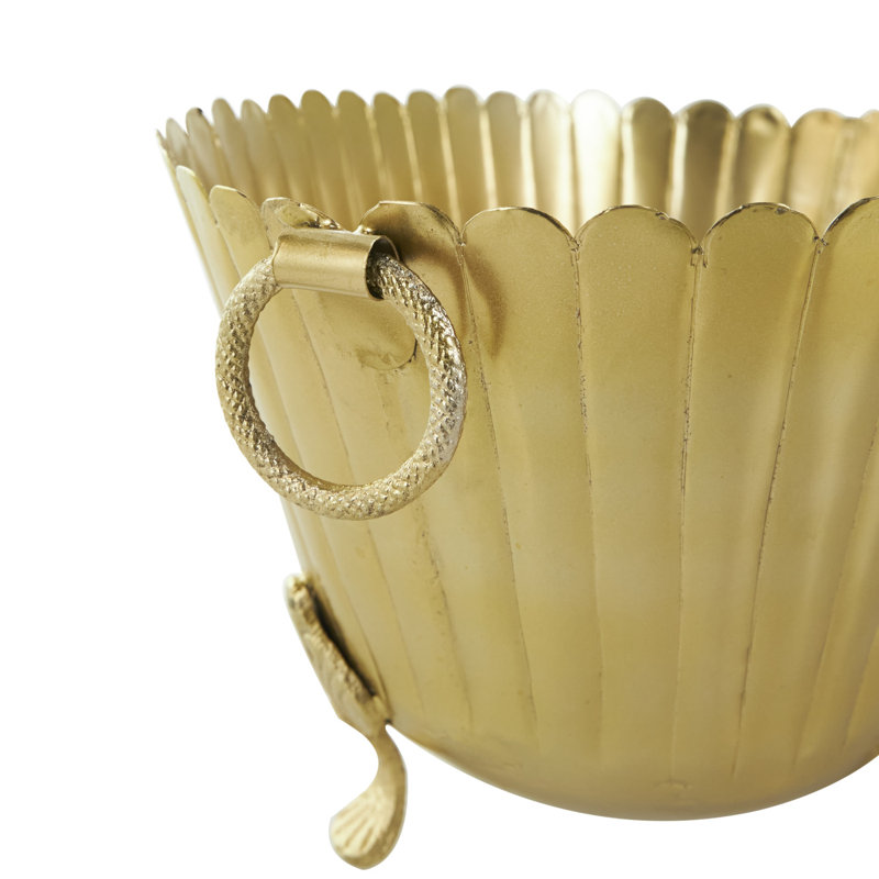 Gold Oval Metal Indoor Planter Set with Decorative Feet