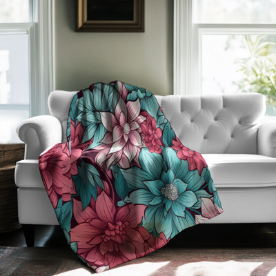Bubblegum and Seafoam Blossoms - Jeté de qualité supérieure en S 1 pièce