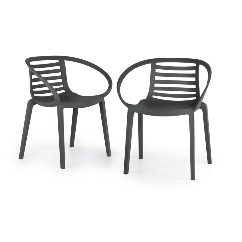 Chaise de patio moderne empilable intérieur / extérieur (ensemble de 2) taupe, Gris