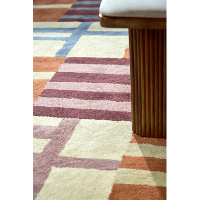 Monolith Handmade Wool Geometric Area Rug, Cinnabar;Amber, Rectangle 5'7 x 7'10