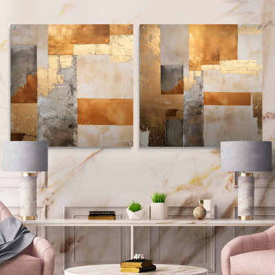 Minimalisme beige et or, art moderne zen scandinave moderne - ensemble d'art mural en verre scandinave moderne sur verre