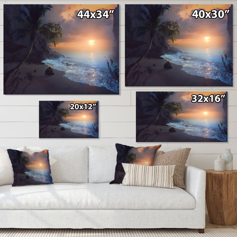 Sunrise Peaceful Beach - Art nautique et côtier sur toile, H 34 po x l 44 po x P 1,5 po, Toile tendue