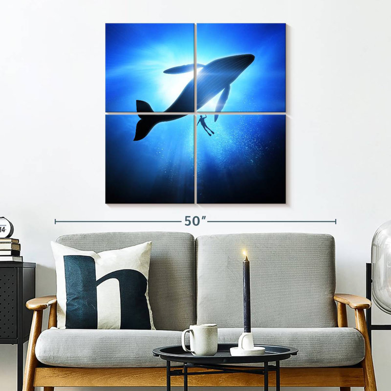 Brampt Diver And Humpback Whale, 32" H x 32" W