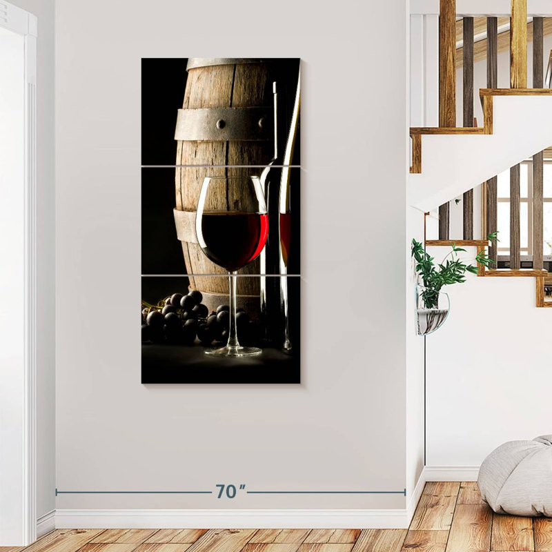 " Cabernet Wine " 3 - Pieces, 36" H x 75" W x 1.25" D