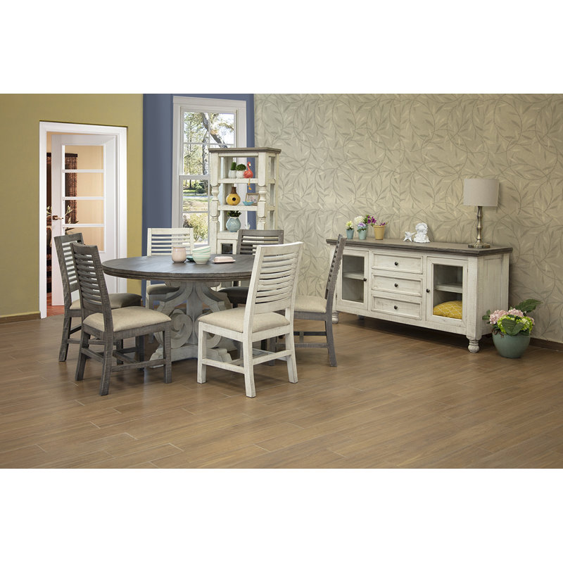 Stone Pine Round Solid Wood Base Dining Table