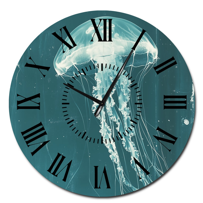 Alyse II - Horloge murale silencieuse en métal bleu côtier, Surdimensionné