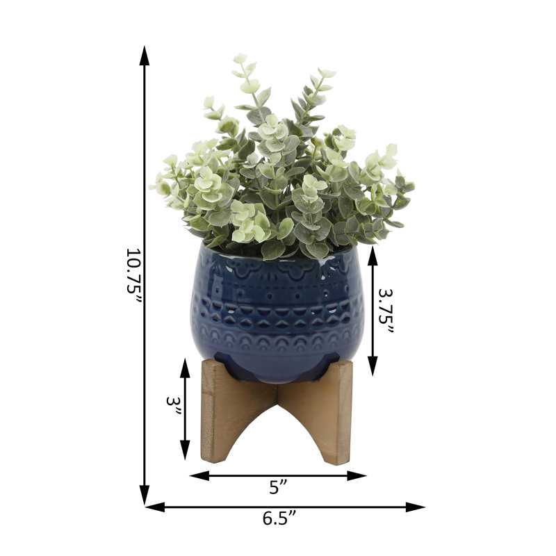 Eucalyptus artificiel 3,5 po en pot, Bleu