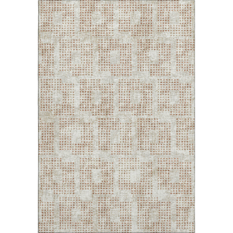 Premium Machine Washable Mayfield AMF33 Geometric Rug, 2'6" x 3'10", Spice