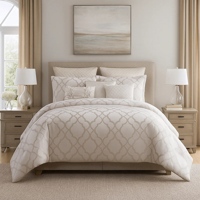 White Microfiber Comforter Set, King Comforter +9 Additional Pieces