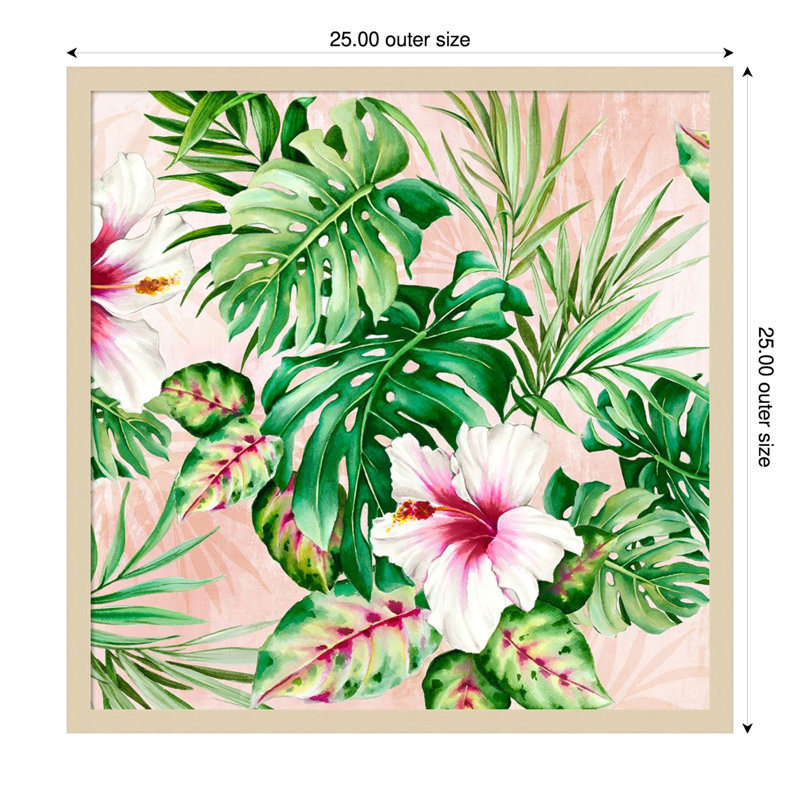 «Hot Tropical Floral» par Alex, impression sur bois encadrée, H 25 po x l 25 po