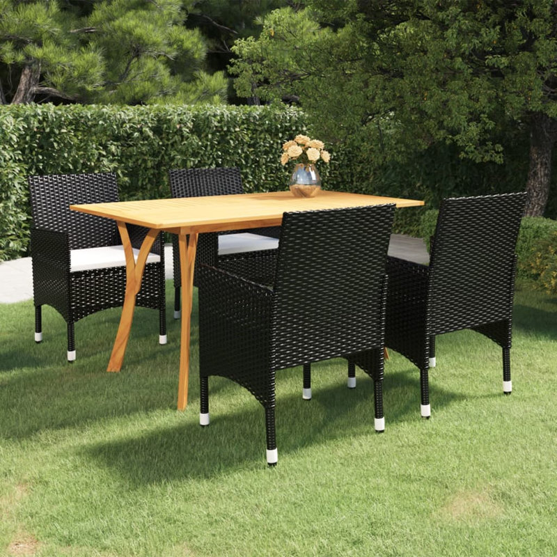  Dining Set Black, Cream White, Cream White, Black
