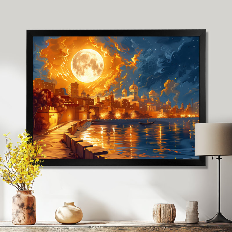 Mariquilla - Egypt Wall Art, Black Single Picture Framed Canvas, 12" H x 20" W x 1" D
