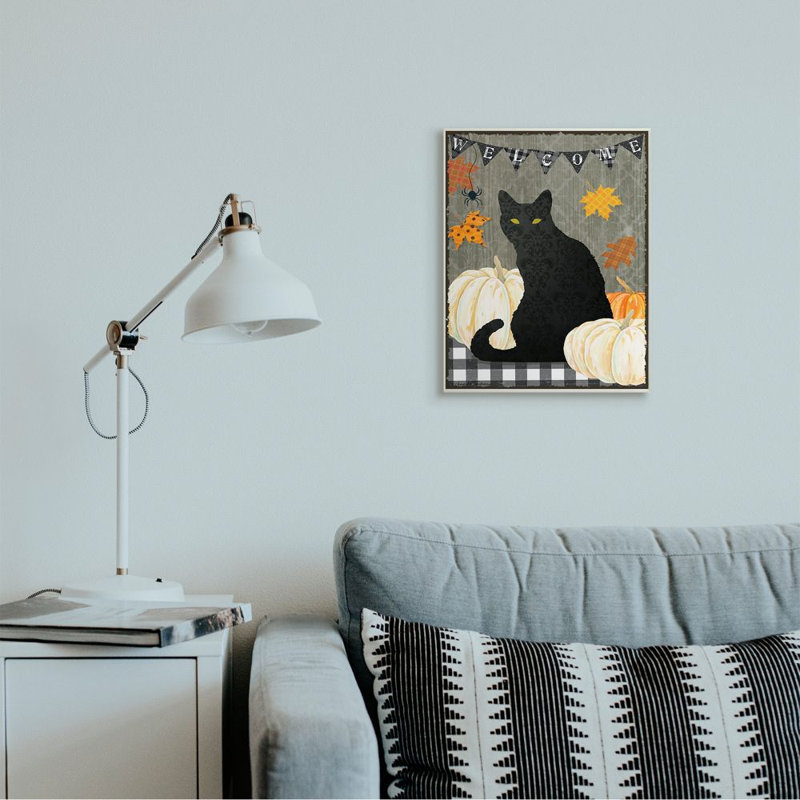 «Halloween Black Cat» par Andrea Tachiera - impression d'art graphique, H 19 po x l 13 po x P 0,5 po, Plaque murale