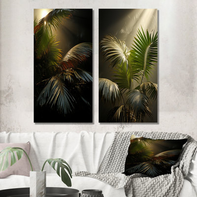 Sepia Serenity Palms - Palms & Palm Trees Metal Wall Art Prints Set Of 2