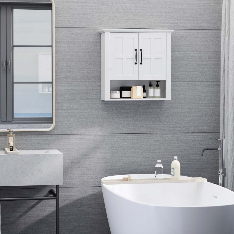 Armoire à pharmacie, armoire murale de salle de bain à 3 niveaux avec tablette réglable et 2 portes, armoire de salle de bain pour salle de bain