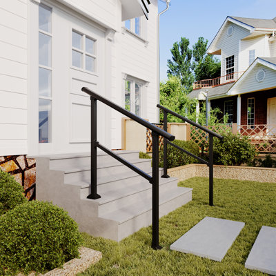 Outdoor Black Stair Handrail (Set of 2)