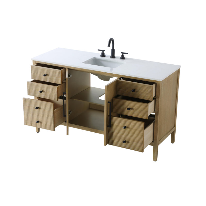 Meuble-lavabo simple 60 po, Lin chêne
