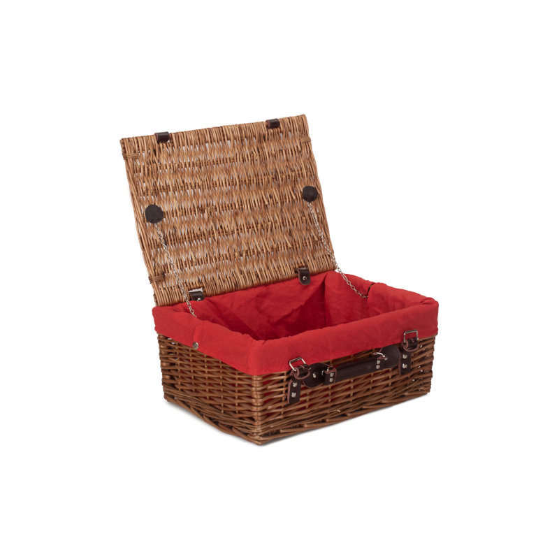 Wicker Basket with Lining, Double Steamed Hamper/Red Lining