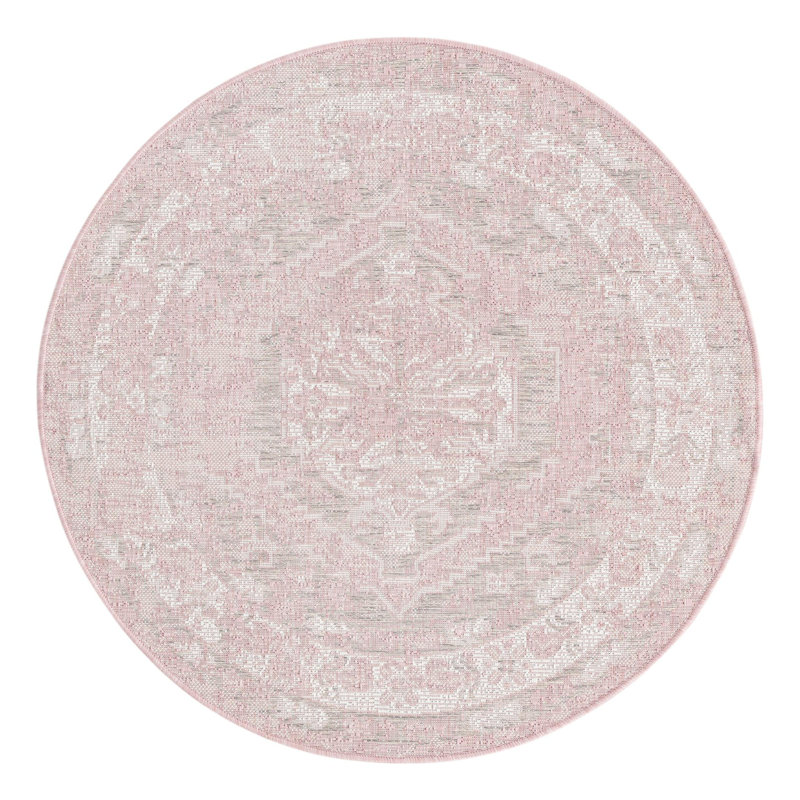 Tapis d'intérieur / extérieur rose Susan, Rond 4 pi
