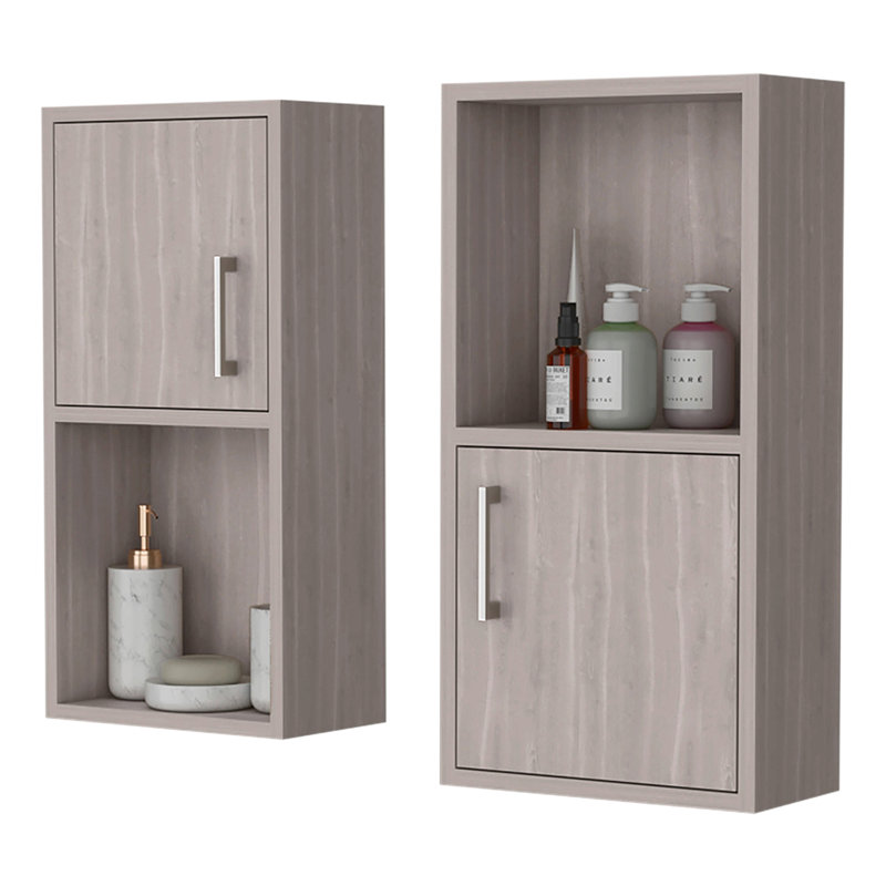 2 Bathroom Medicine Cabinets With Open Shelf, Wood