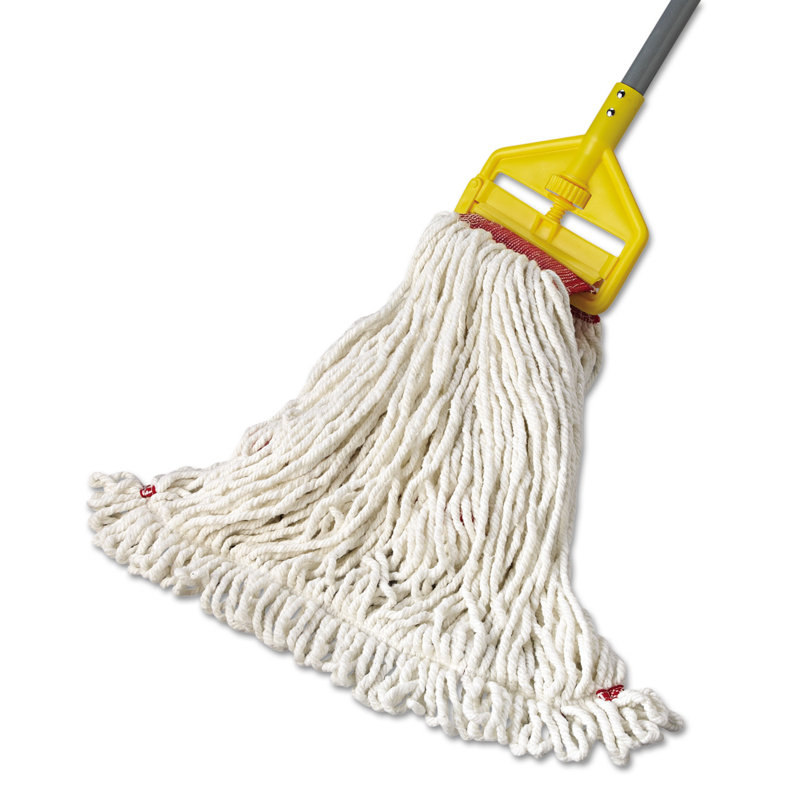 Large White Antimicrobial Cotton Blend Wet Mop Head