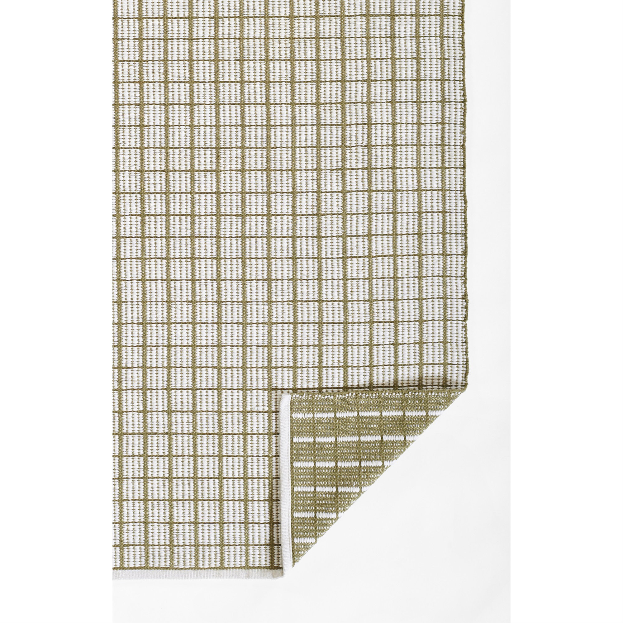 Malmo Handmade Recycled P.E.T White/Green Indoor/Outdoor Rug, Rectangle 2' x 3'