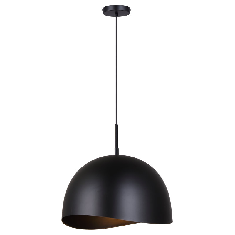 Luminaire suspendu en forme de cloche à 1 lumière Eevan, H 65 po x l 15,75 po x P 15,75 po, Noir