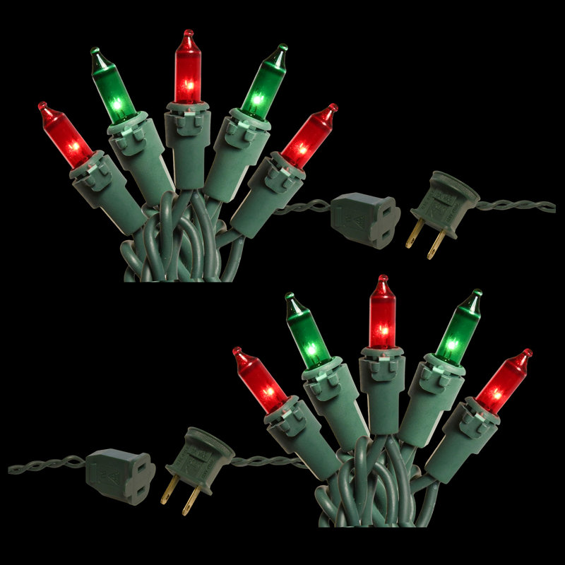 Electric Mini String Lights with 100 Bulbs, Red/Green
